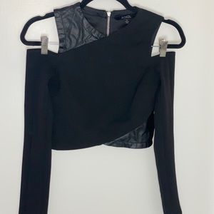ANGL black long sleeve with leather patches.